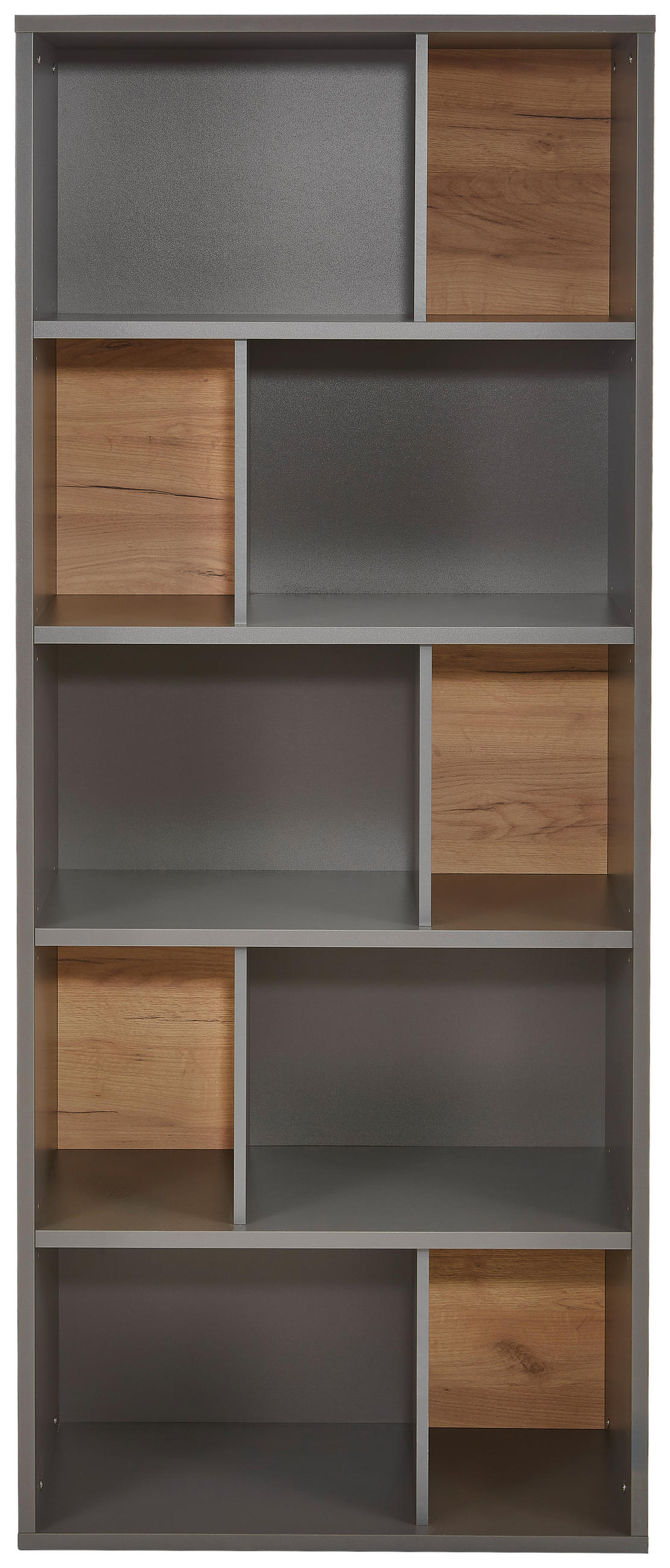 PISARNIŠKI REGAL 80/197/40 cm barve grafita  - črna/barve grafita, Moderno, umetna masa/leseni material (80/197/40cm) - Novel