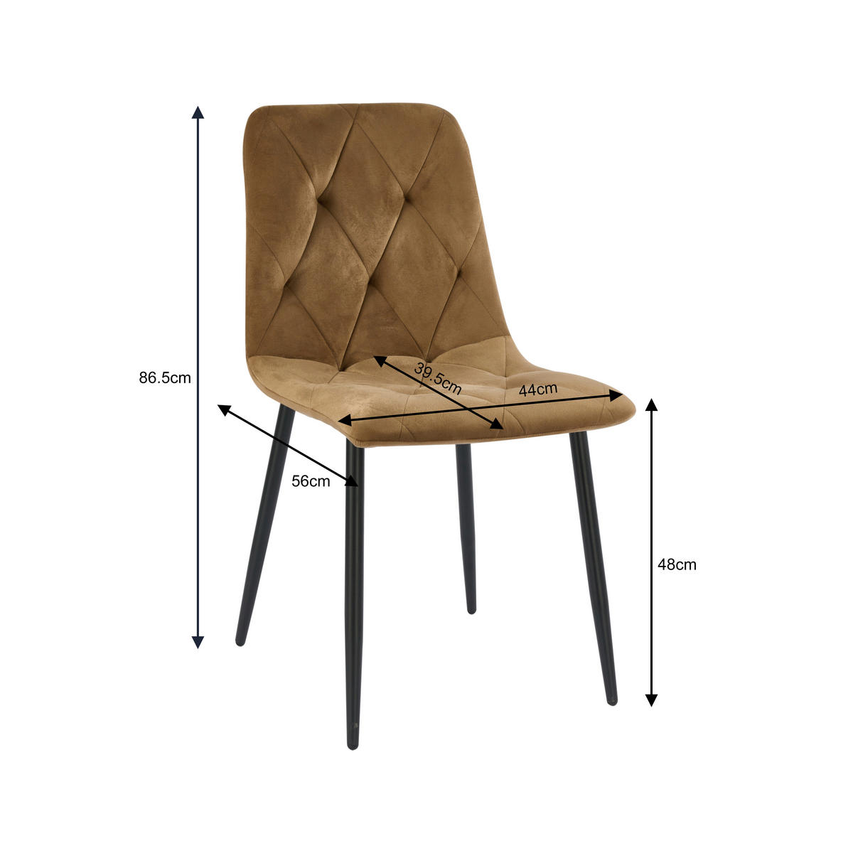 STUHL-SET 4 Stück  in Eisen Samt  - Schwarz/Braun, Design, Textil/Metall (44/86,5/56cm) - Boxxx