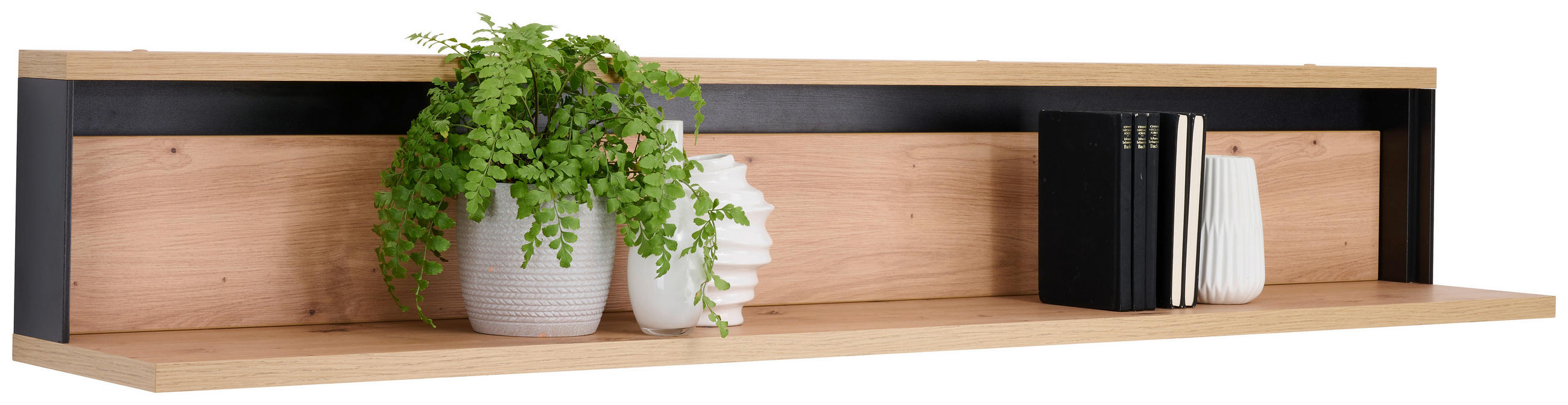 WANDBOARD WOHNZIMMER Holzwerkstoff Schwarz, Eiche Artisan  - Schwarz/Eiche Artisan, LIFESTYLE, Holzwerkstoff (155/26/25cm) - Hom`in