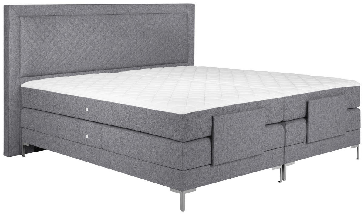BOXSPRINGBETT 180/200 cm  in Grau  - Alufarben/Grau, Design, Textil/Metall (180/200cm) - Welnova