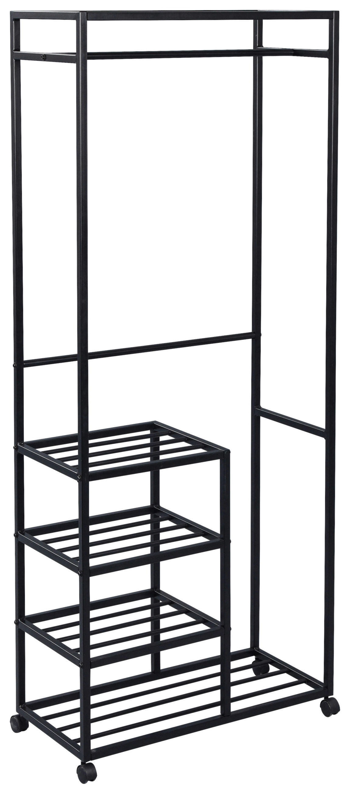 POJAZDNÝ STOJAN NA ODEVY - čierna, Basics, kov/plast (75/183/35cm)