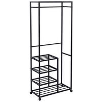 KLEIDERWAGEN in Schwarz 75/183/35 cm   - Schwarz, Basics, Kunststoff/Metall (75/183/35cm)