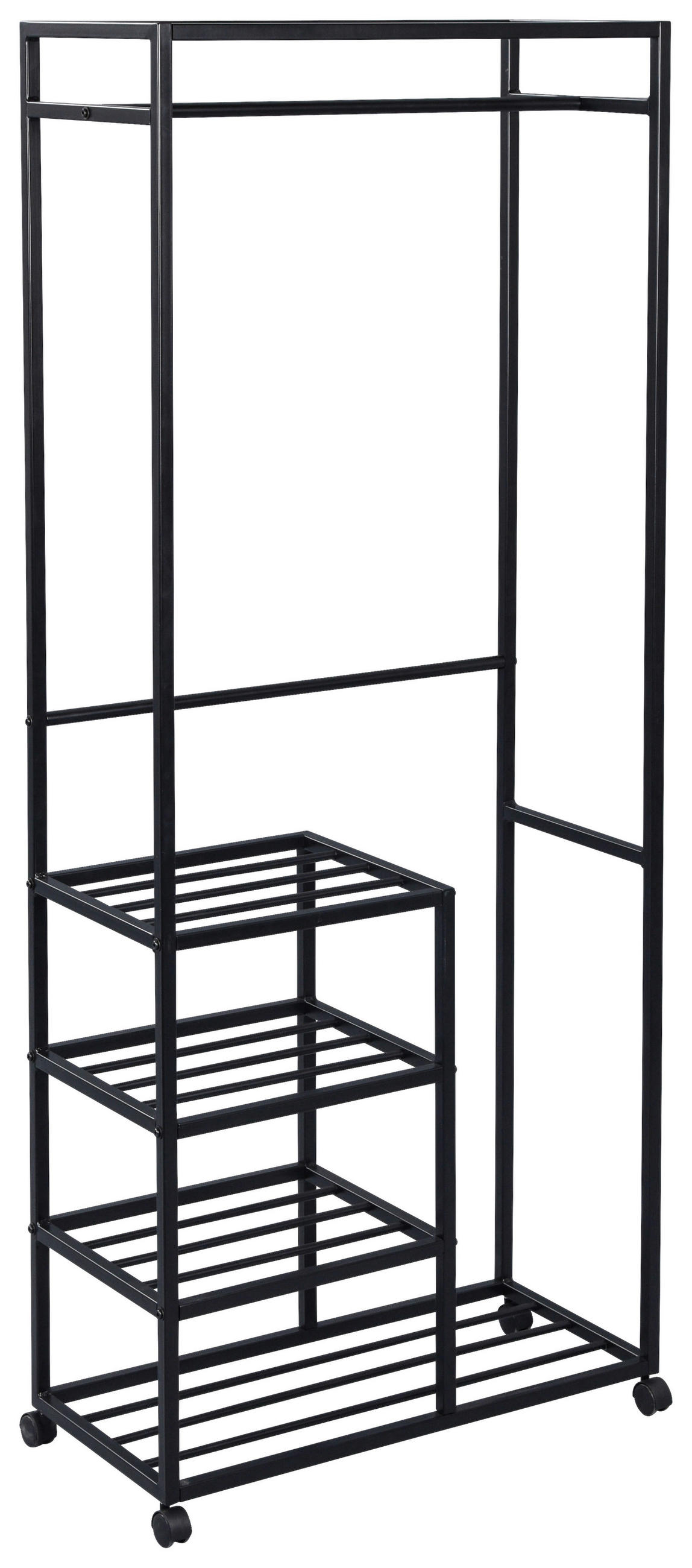 KLEIDERWAGEN in Schwarz 75/183/35 cm   - Schwarz, Basics, Kunststoff/Metall (75/183/35cm)