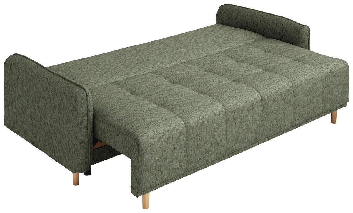 SCHLAFSOFA  in Chenille Grün  - Buchefarben/Grün, Design, Holz/Textil (217/97/101cm) - Carryhome