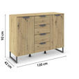 SIDEBOARD  in 120/92/42 cm  - Dunkelgrau/Eiche Artisan, Design, Holzwerkstoff/Metall (120/92/42cm) - Xora