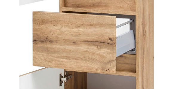 HOCHSCHRANK 40/180/35 cm - Eiche Wotan/Silberfarben, Natur, Holzwerkstoff/Kunststoff (40/180/35cm) - Xora