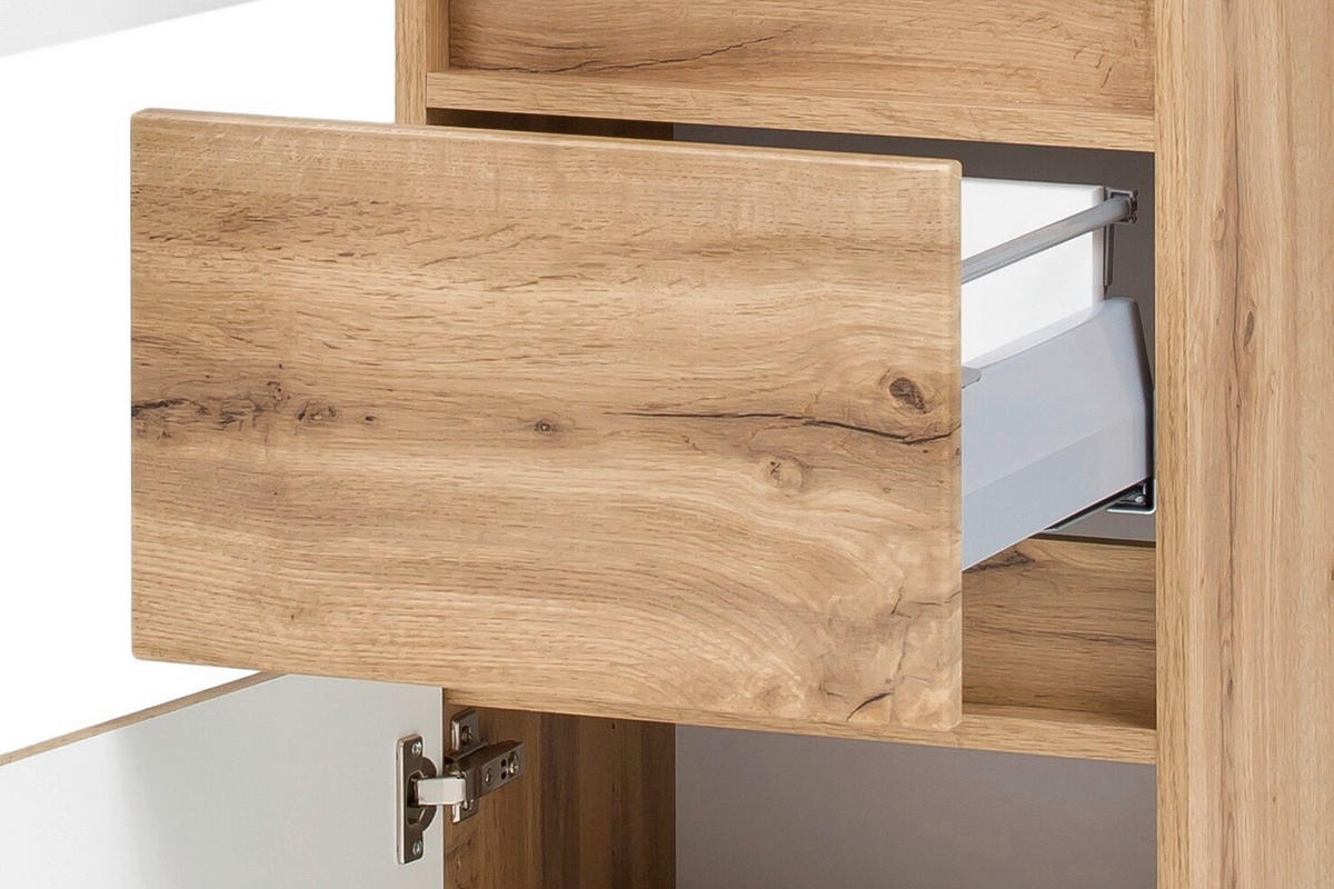 HOCHSCHRANK 40/180/35 cm  - Eiche Wotan/Silberfarben, Natur, Holzwerkstoff/Kunststoff (40/180/35cm) - Xora