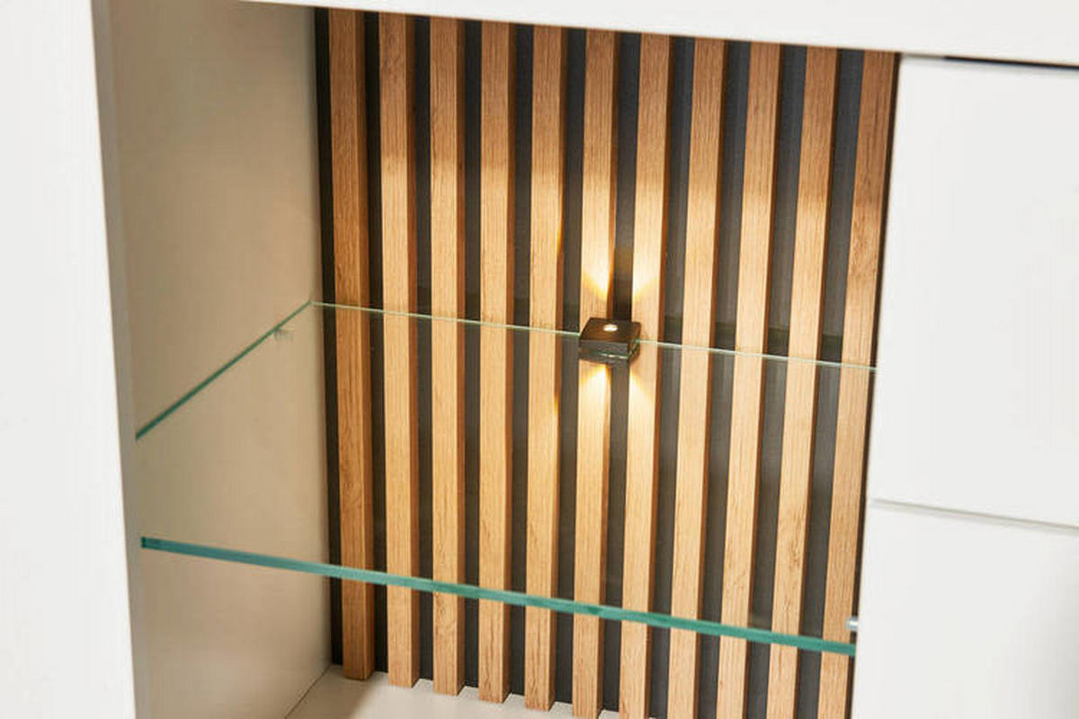 LOWBOARD  in 179/67/44 cm  - Eichefarben/Schwarz, Design, Glas/Holzwerkstoff (179/67/44cm) - MID.YOU