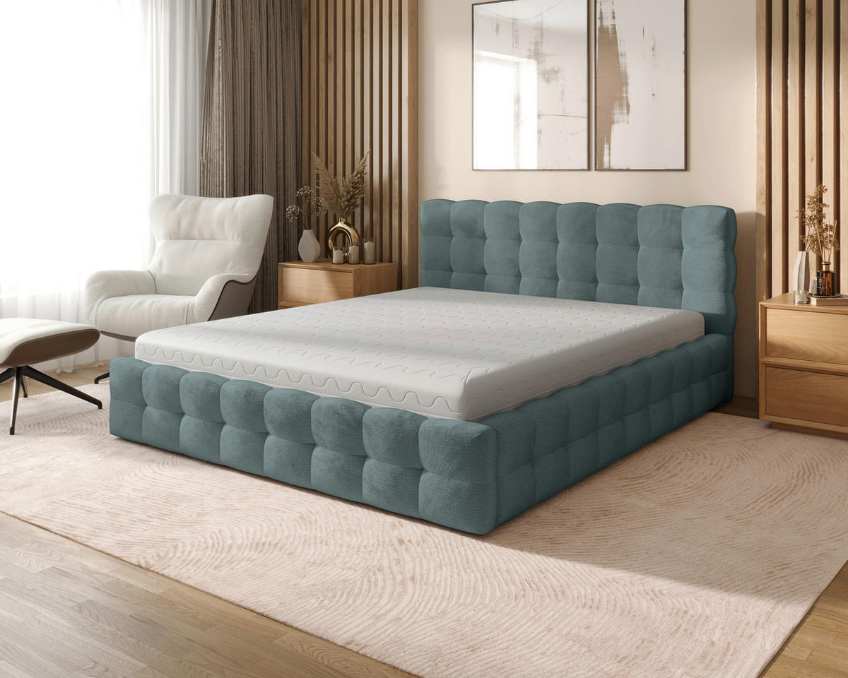 POLSTERBETT 180/200 cm,  in Grau, gepolstertes Kopfteil, Bettkasten,  - Schwarz/Grau, MODERN, Holz/Kunststoff (180/200cm) - Chameo