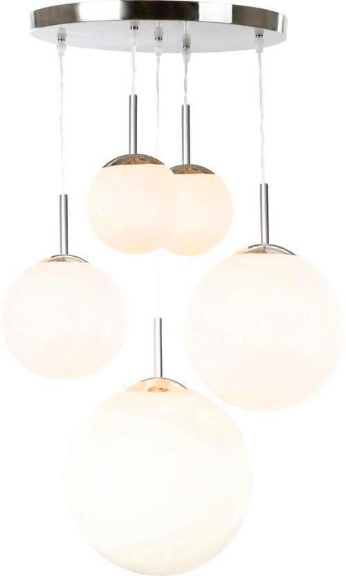 HÄNGELEUCHTE 50/90 cm  - Opal/Nickelfarben, Basics, Glas/Metall (50/90cm) - Globo