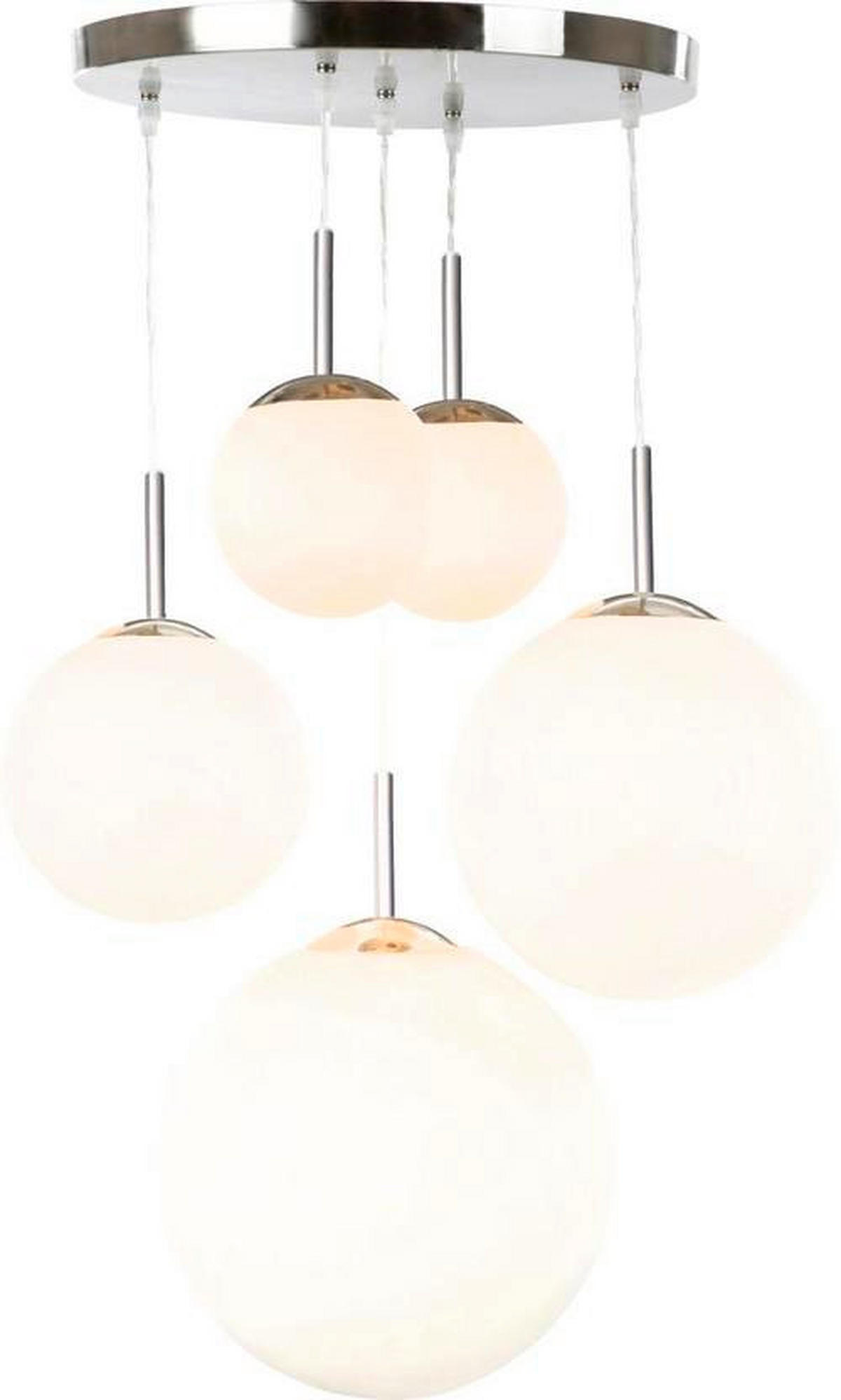 HÄNGELEUCHTE 50/90 cm  - Opal/Nickelfarben, Basics, Glas/Metall (50/90cm) - Globo