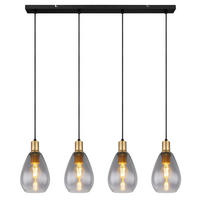 HÄNGELEUCHTE 90/15/120 cm  - Messingfarben/Schwarz, Design, Glas/Textil (90/15/120cm) - Globo