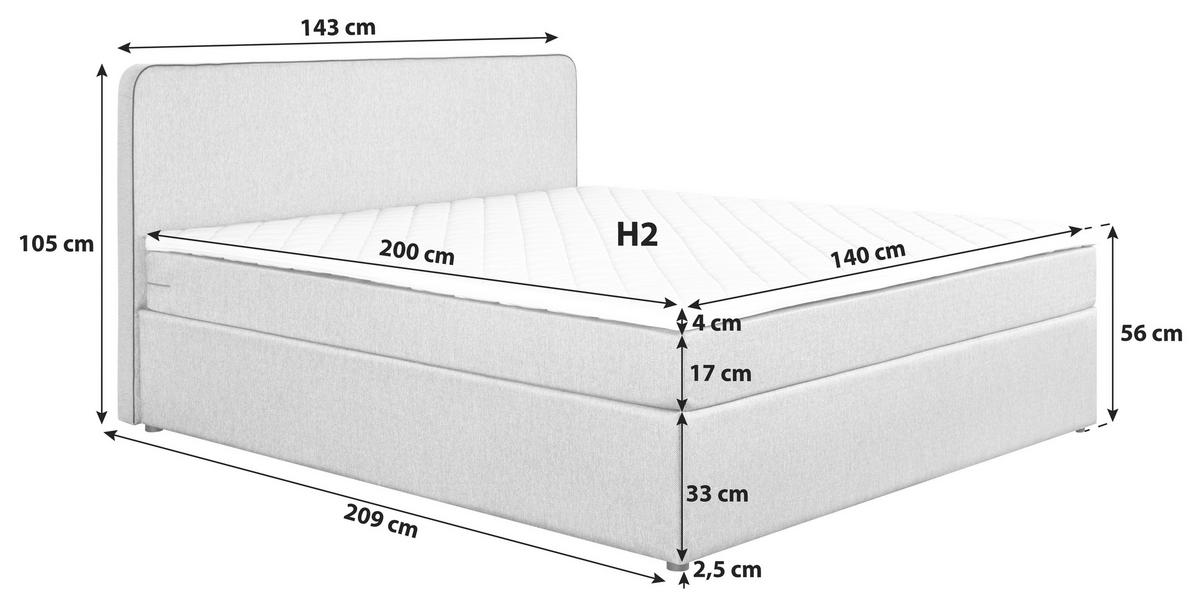 Pat Tip Boxspring, 140/200 cm, bej - bej, Konventionell, lemn/textil (140/200cm) - P & B