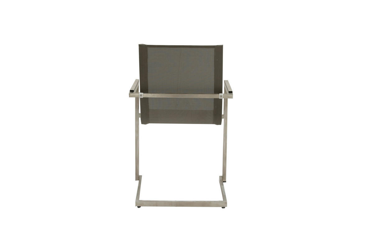 GARTENSTUHL-SET Edelstahl Grau, Silberfarben, Taupe  - Taupe/Silberfarben, Basics, Kunststoff/Metall (80/120/120cm) - Gardenson