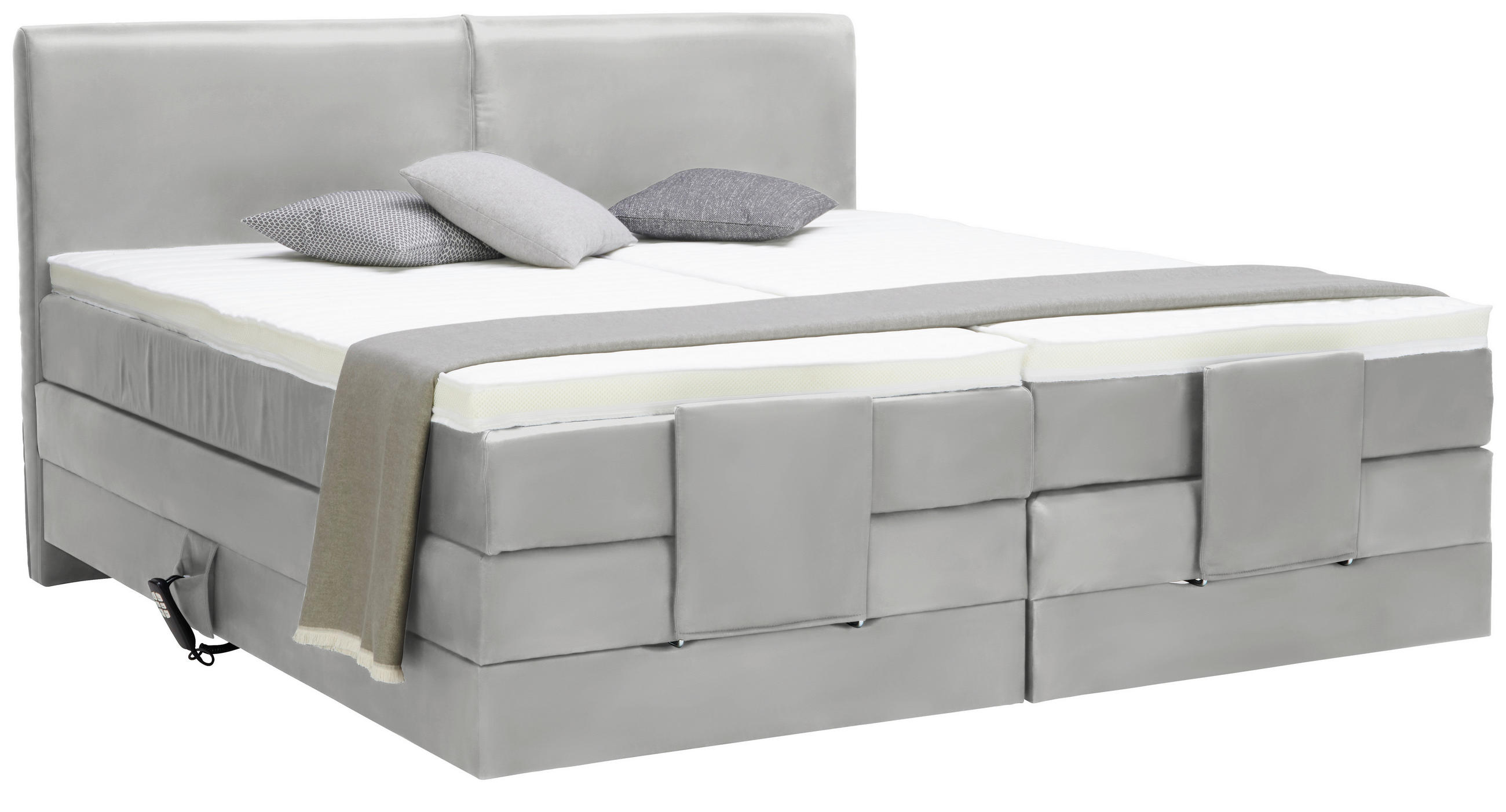 BOXSPRINGBETT 160/200 cm  in Hellgrau  - Hellgrau/Schwarz, Design, Kunststoff/Textil (160/200cm) - Hom`in