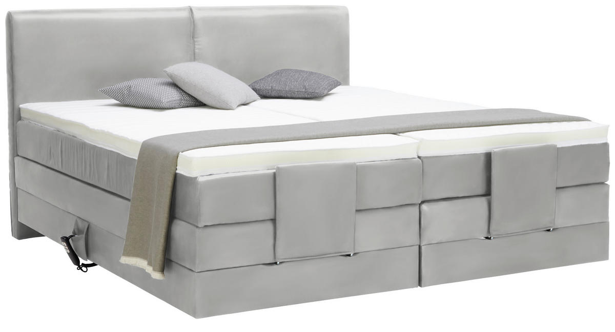 BOXSPRINGBETT 160/200 cm  in Hellgrau  - Hellgrau/Schwarz, Design, Kunststoff/Textil (160/200cm) - Hom`in