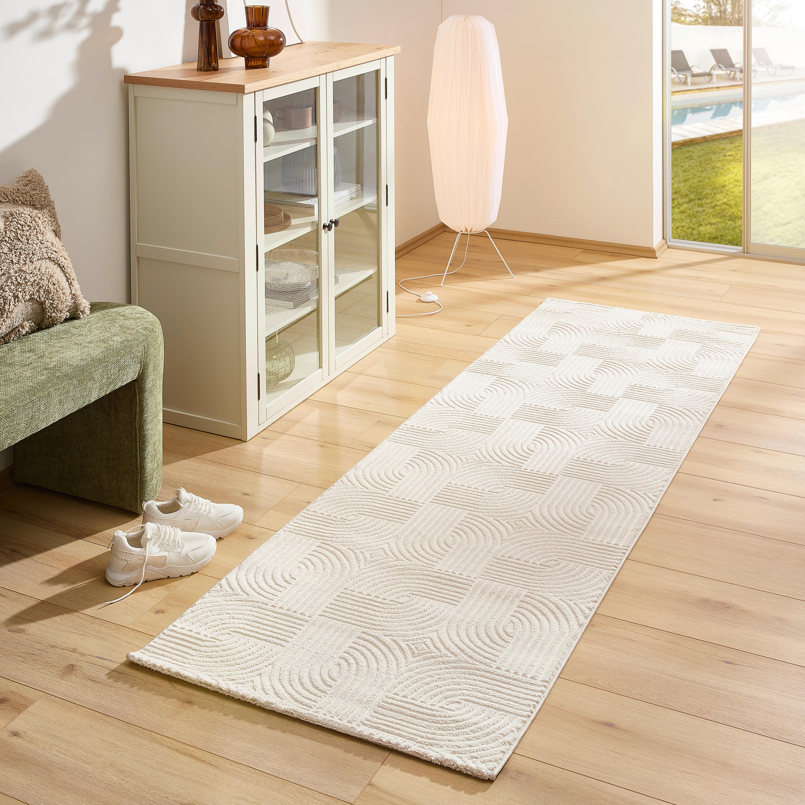 Thumbnail - Novel Webteppich, Creme, Textil, rechteckig, 80x250 cm, Teppiche & Böden, Teppiche, Webteppiche