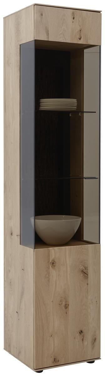VITRIN teljesen tömörfa erezett tölgy tölgyfa  - fekete/tölgyfa, Natur, Üveg/fa (43/205/44cm) - Valnatura