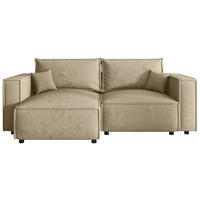 ECKSOFA Beige Webstoff Zierkissen, Rückenkissen, Rücken echt  - Beige/Schwarz, MODERN, Kunststoff/Textil (153/250cm) - Xora