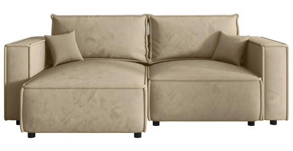 ECKSOFA Beige Webstoff Zierkissen, Rückenkissen, Rücken echt  - Beige/Schwarz, MODERN, Kunststoff/Textil (153/250cm) - Xora