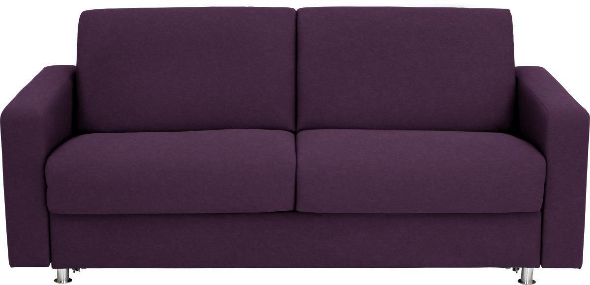 SCHLAFSOFA in Textil Aubergine  - Chromfarben/Aubergine, Design, Textil/Metall (195/84/100cm) - Bali