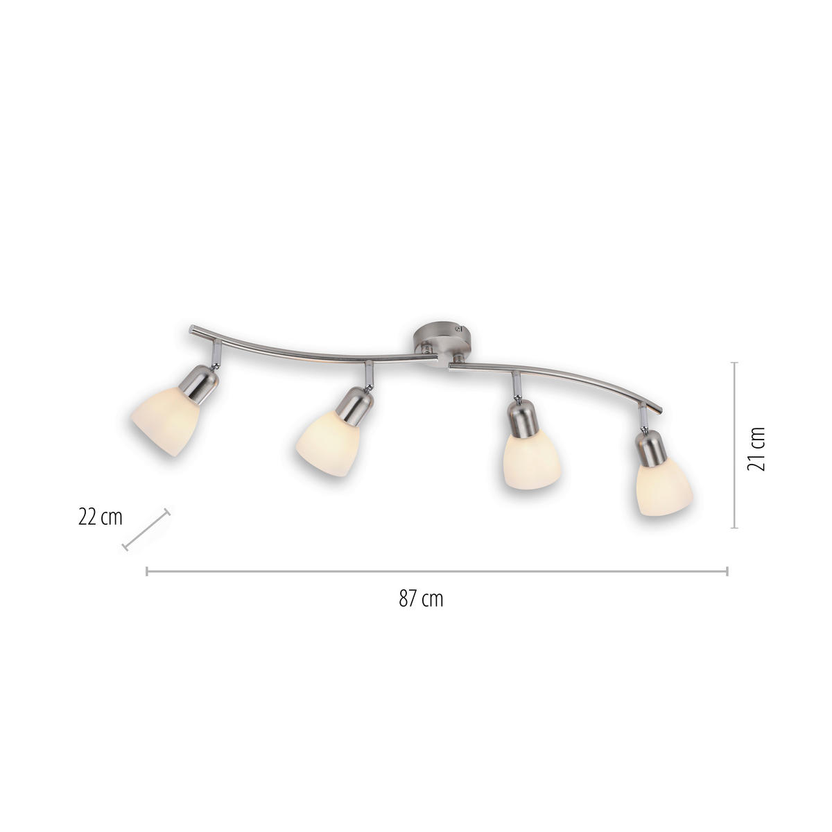 PLAFONJERA - boja nerđajućeg čelika, Osnovno, staklo/metal (90/83/21cm)