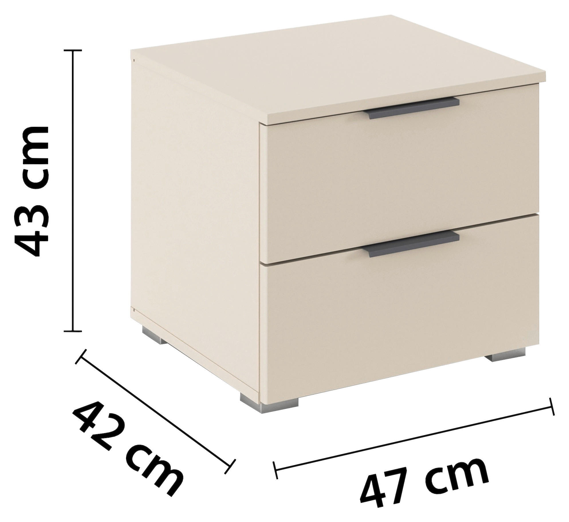 NOČNA OMARICA, barve šampanjca  - barve šampanjca/siva, Moderno, leseni material (47/43/42cm) - Rauch Möbel