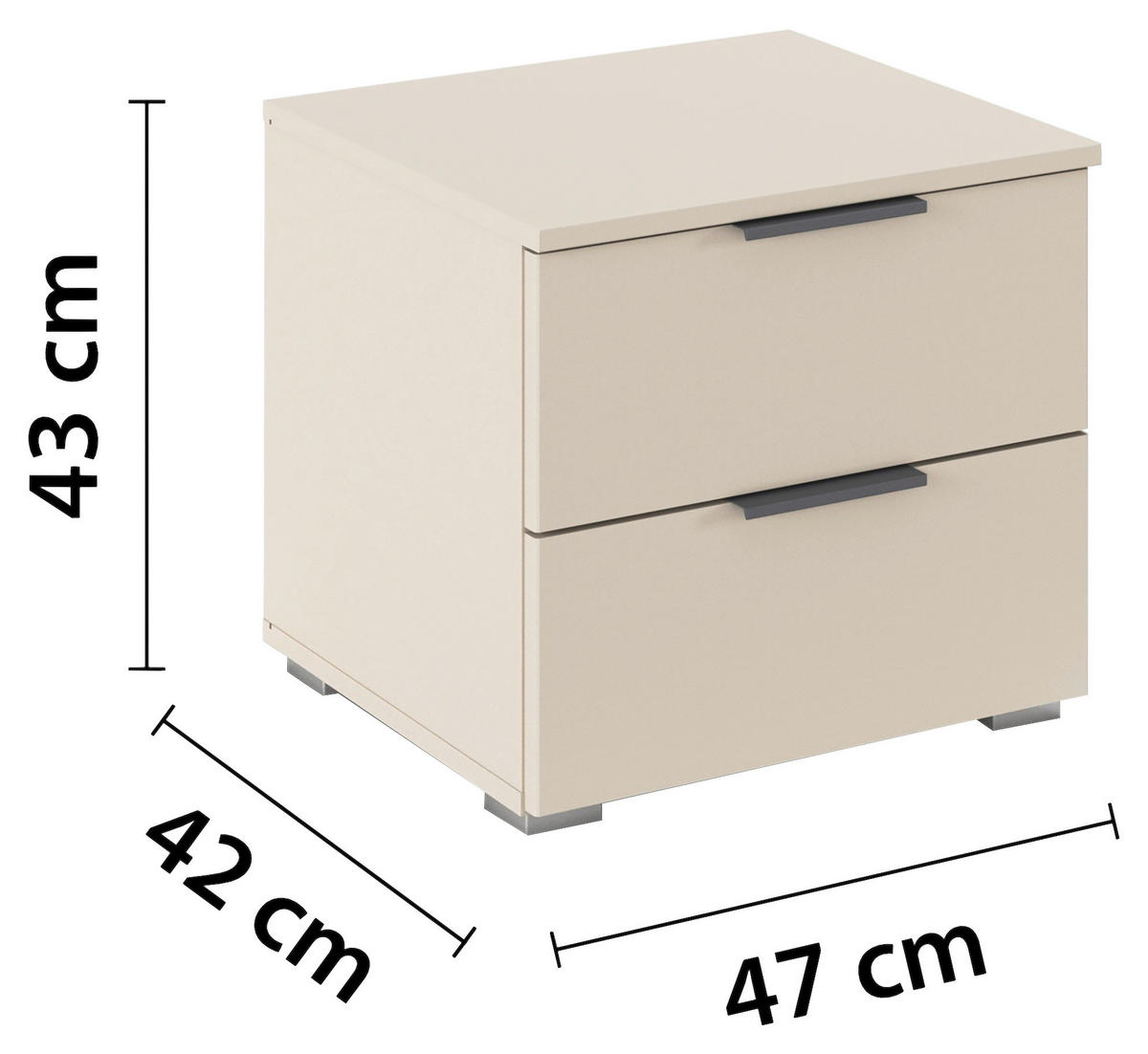 NOČNA OMARICA, barve šampanjca  - barve šampanjca/siva, Moderno, leseni material (47/43/42cm) - Rauch Möbel
