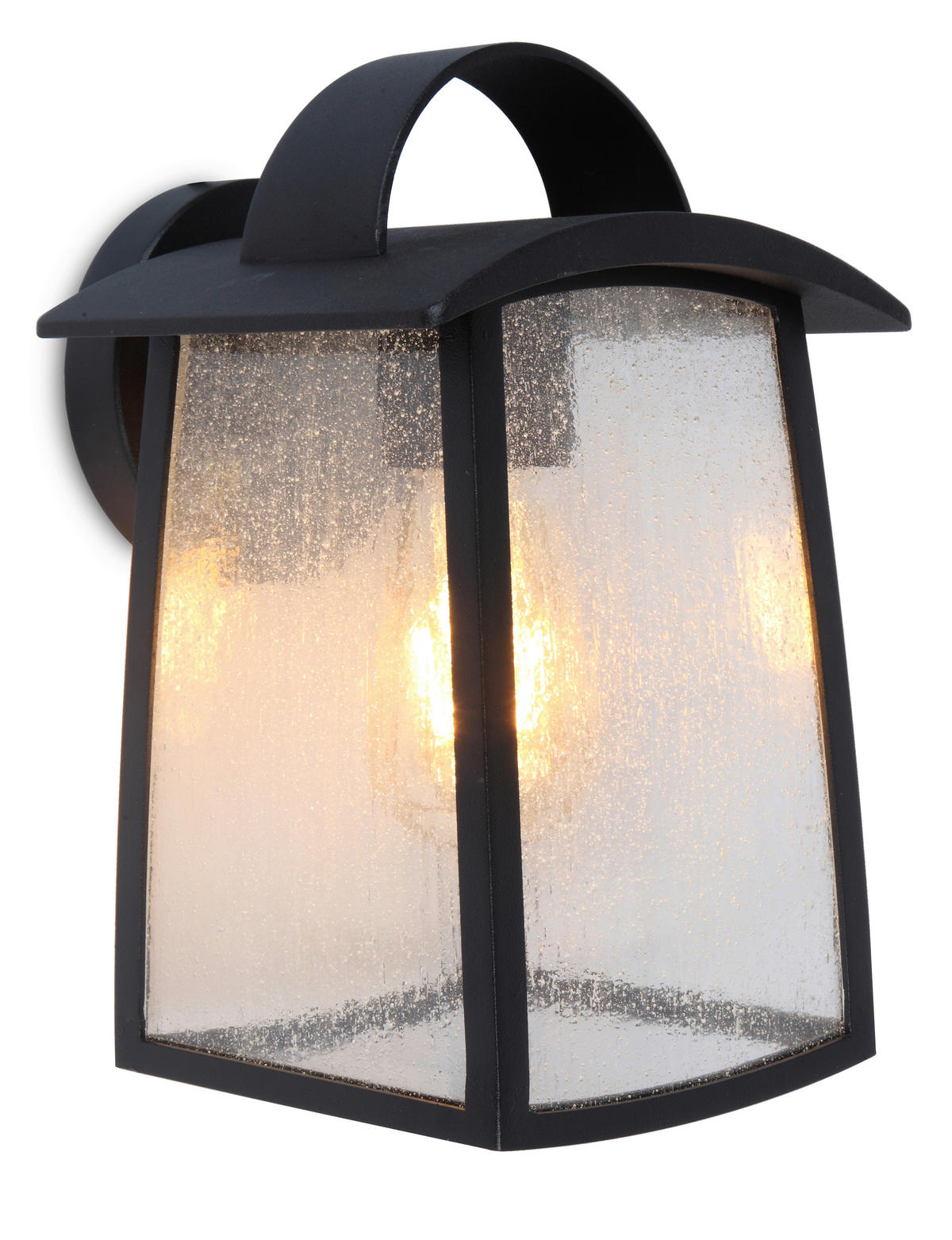 AUßENWANDLEUCHTE KELSEY   - Transparent/Schwarz, Design, Glas/Metall (26,5/17/18,5cm)