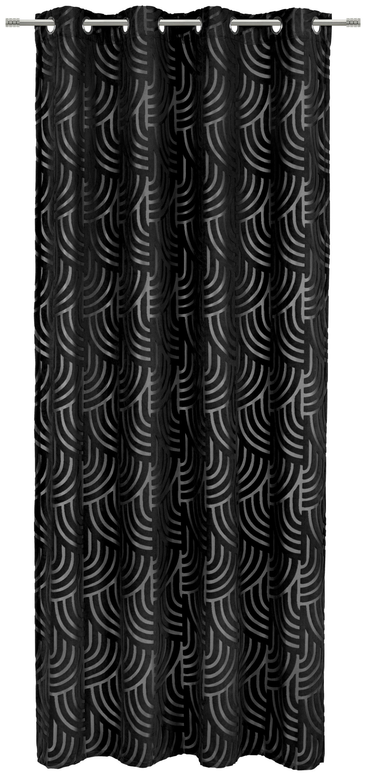 ZÁVĚS S OČKY, neprůsvitné, 135/245 cm - černá, Konvenční, textil (135/245cm) - Esposa