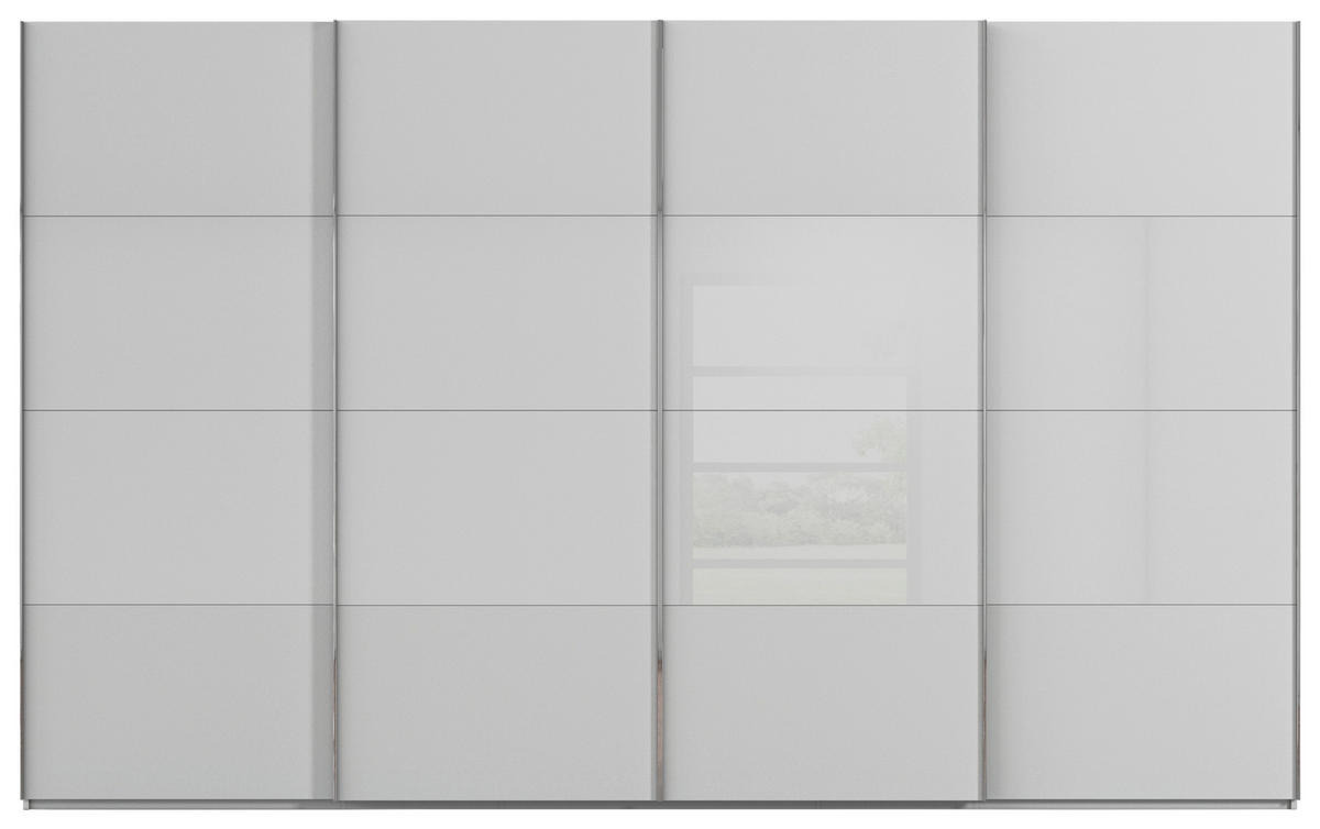 SCHWEBETÜRENSCHRANK 361/223/68 cm 4-türig Grau  - Chromfarben/Grau, KONVENTIONELL, Glas/Holzwerkstoff (361/223/68cm) - Novel