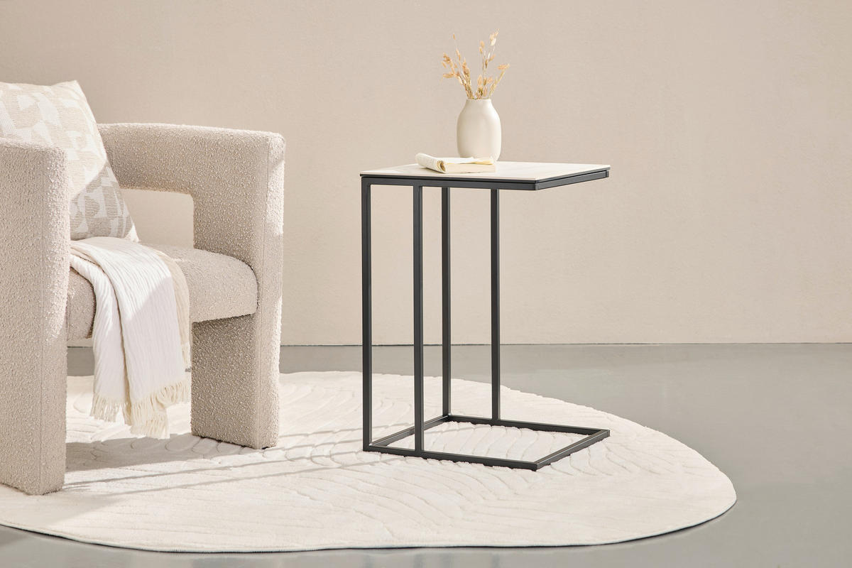 BEISTELLTISCH 43/38/62 cm Schwarz, Weiß rechteckig  - Schwarz/Weiß, Trend, Glas/Keramik (43/38/62cm) - Novel
