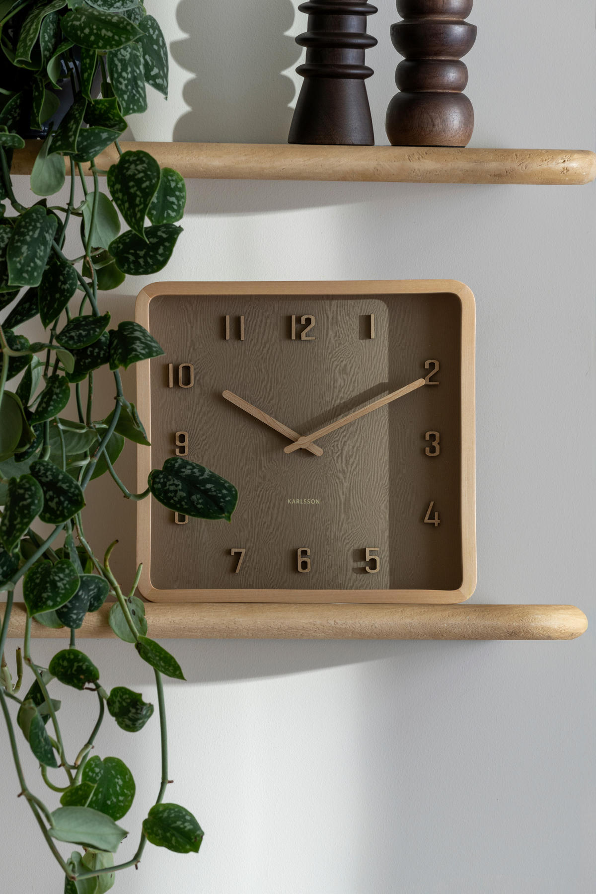 WANDUHR Nervadura Hellbraun 26/26/5.3 cm  - Hellbraun, Basics, Holz (26/26/5.3cm) - Karlsson