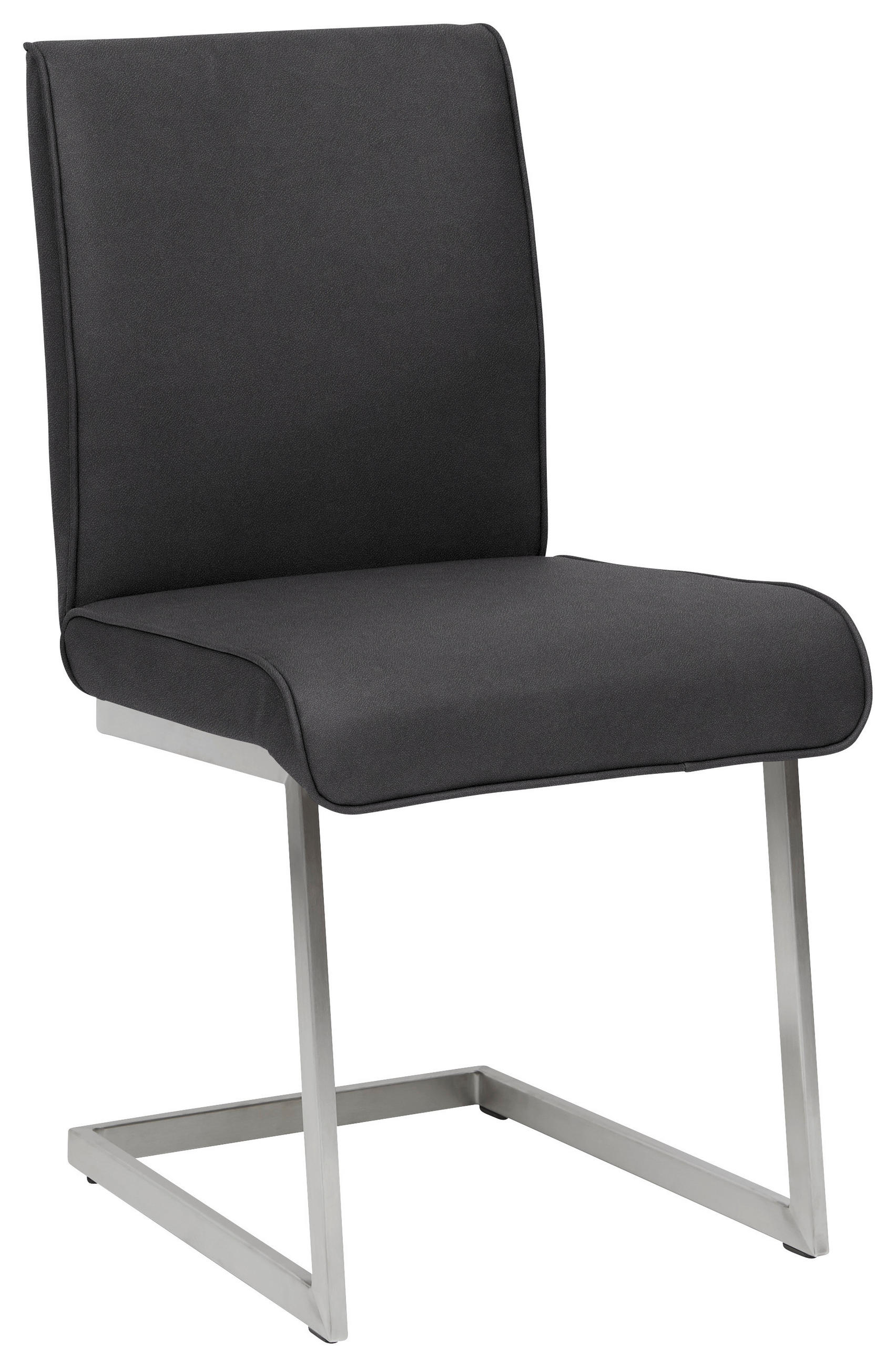 SCHWINGSTUHL  in Stahl Mikrofaser  - Edelstahlfarben/Schwarz, Design, Holzwerkstoff/Textil (48/91/60cm) - Dieter Knoll