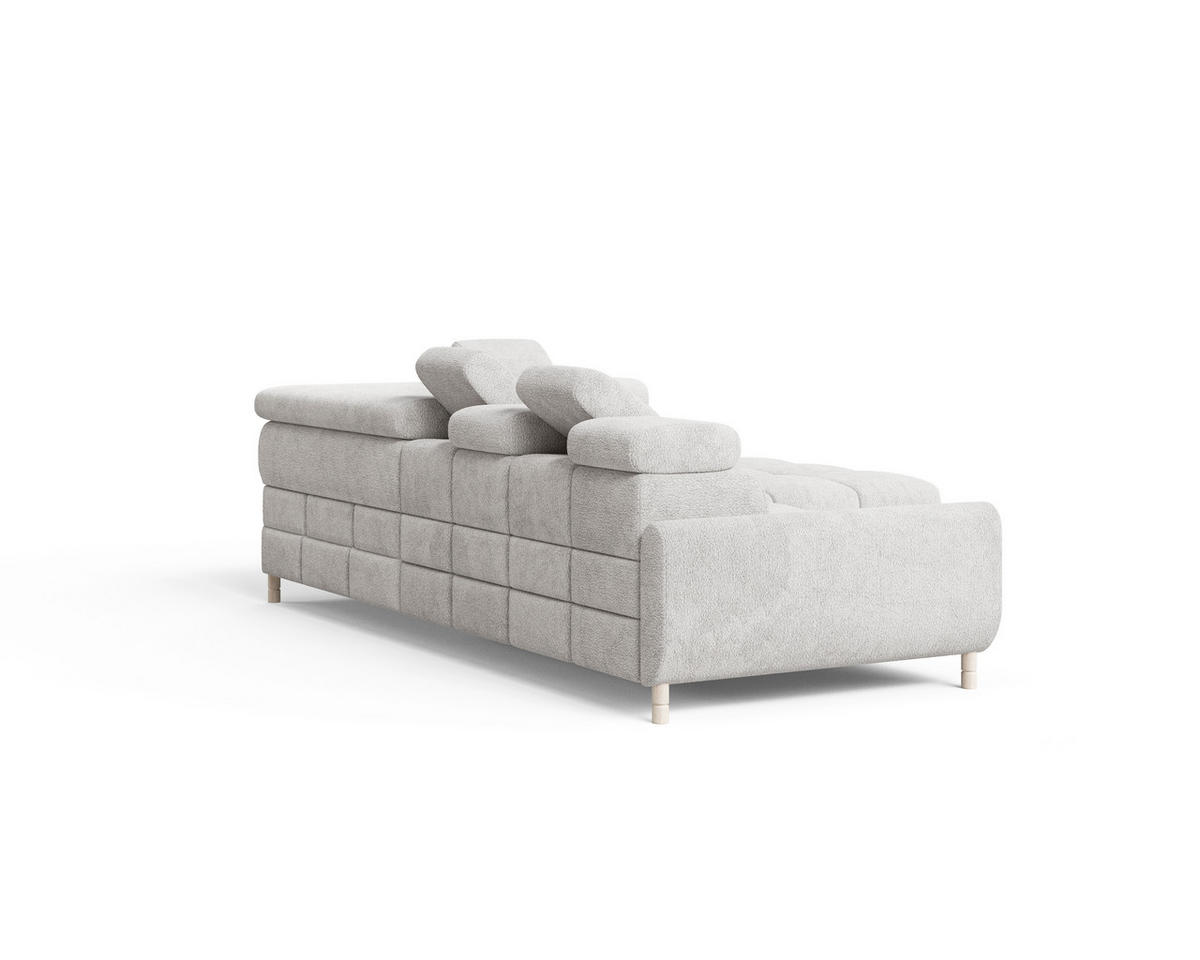 ECKSOFA BUN in Bouclé Hellgrau  - Elfenbein/Hellgrau, Design, Holz/Textil (276/209cm) - MID.YOU