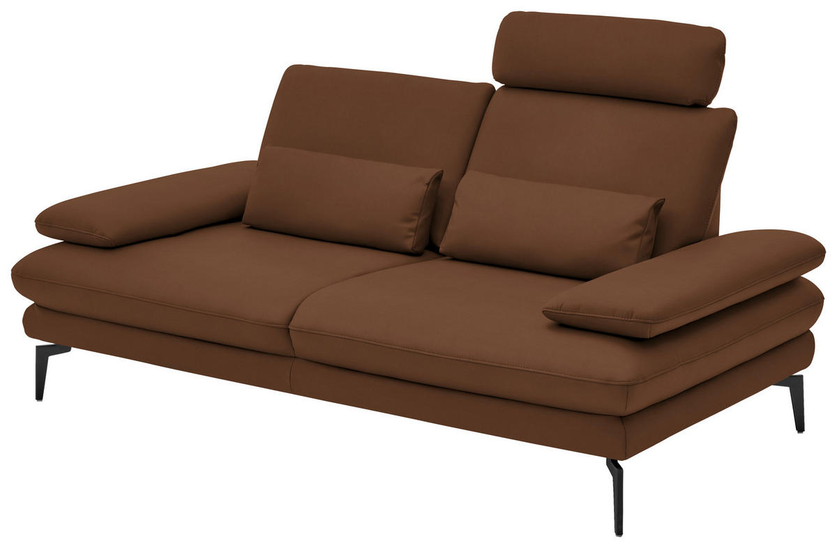 2,5-SITZER in Echtleder Hellbraun  - Hellbraun/Schwarz, Design, Leder/Metall (196/86/104cm) - Dieter Knoll