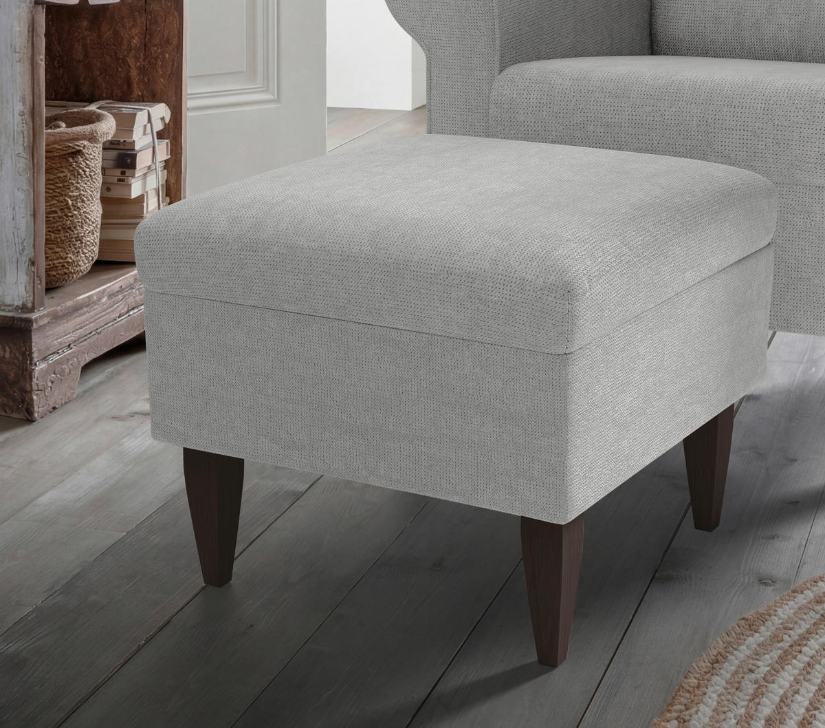 SESSELSET ASINO Chenille Hocker    - Wengefarben/Grau, KONVENTIONELL, Holz/Textil (80/102/86cm) - Livetastic