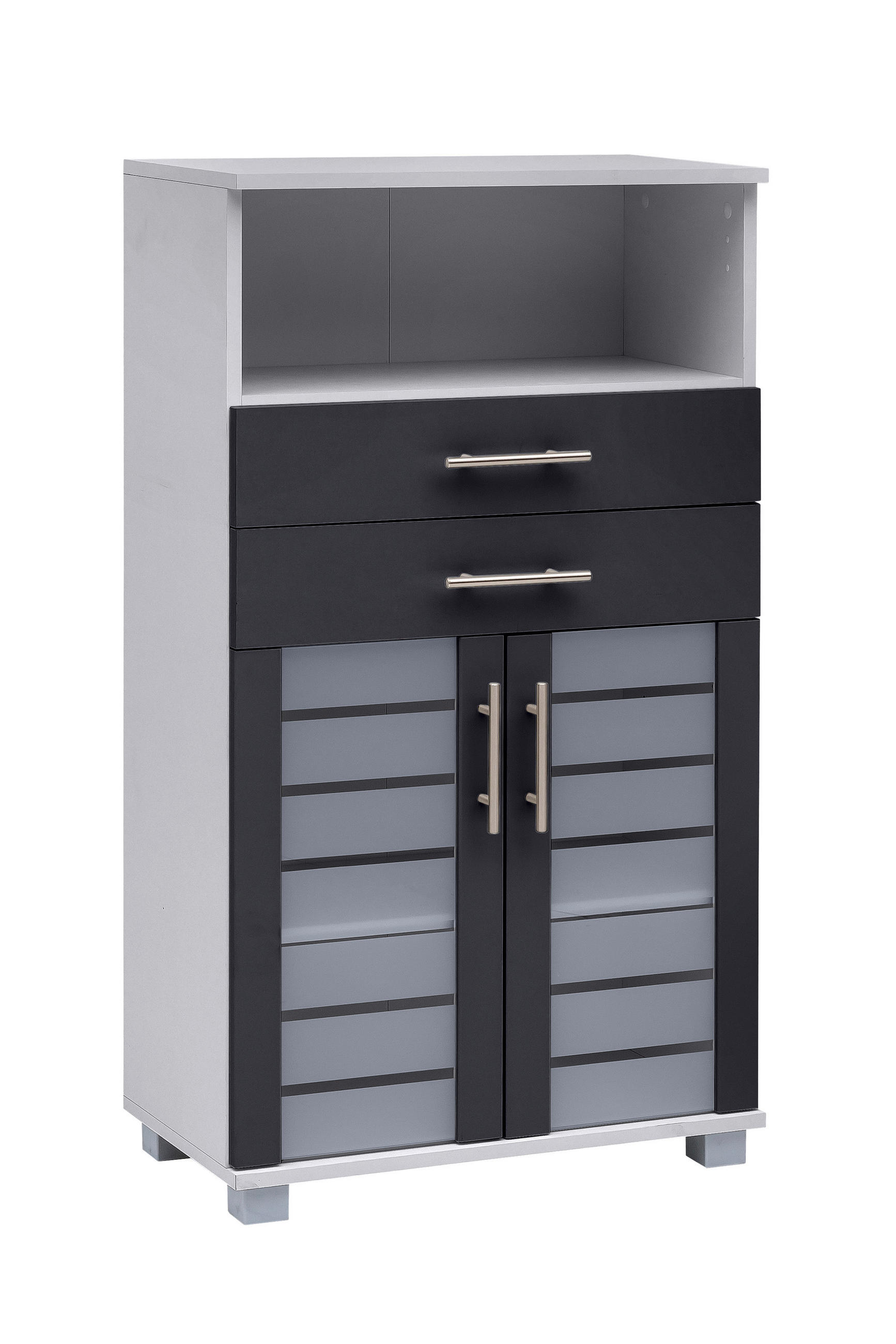 MIDISCHRANK 59,8/110,5/32,6 cm  - Edelstahlfarben/Anthrazit, MODERN, Glas/Holzwerkstoff (59,8/110,5/32,6cm) - MID.YOU