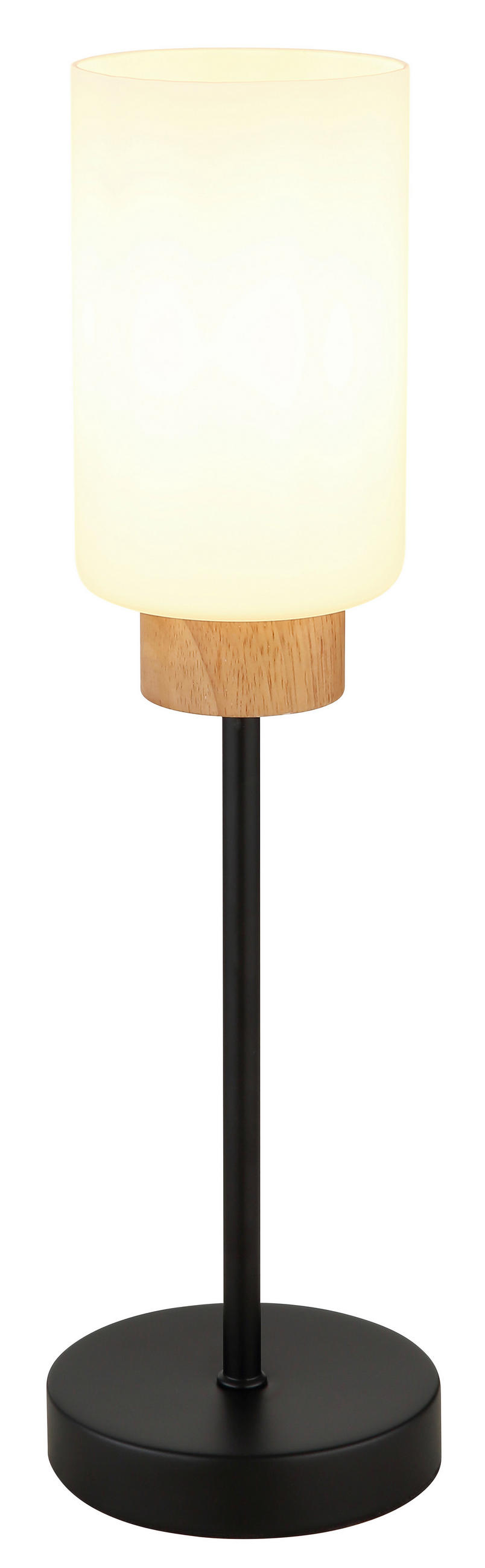 TISCHLEUCHTE Rowena 12/42 cm  - Opal/Schwarz, Design, Glas/Holz (12/42cm) - Globo