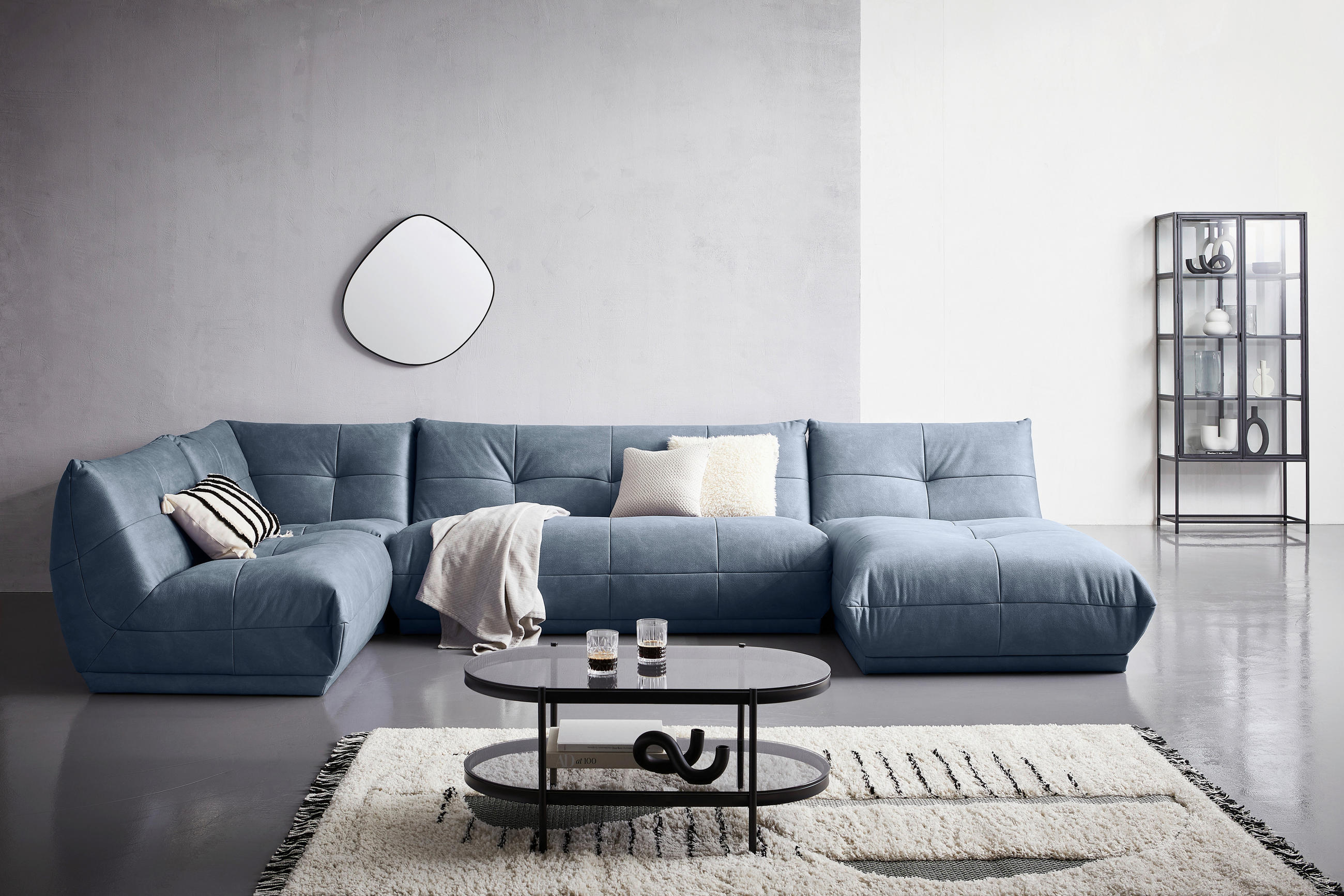 SOFAELEMENT in Lederlook Blaugrau  - Blaugrau, Trend, Textil (105/80/105cm) - Livetastic