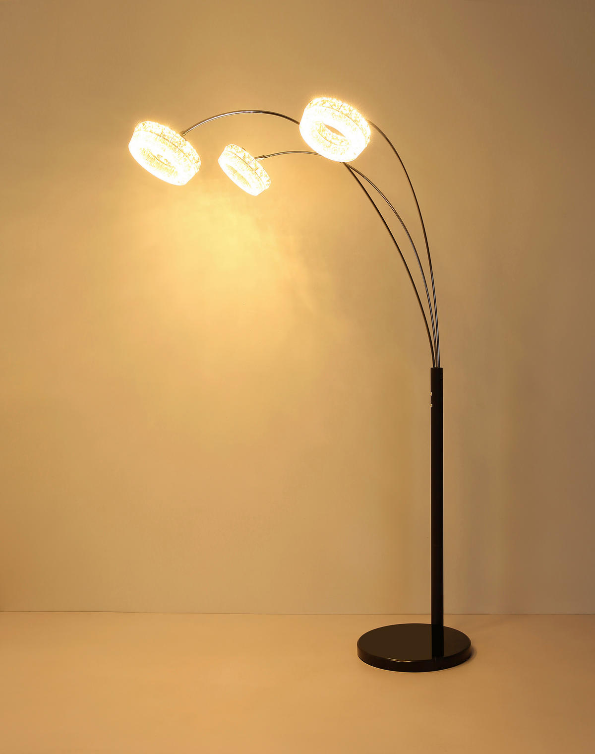 LED-STEHLEUCHTE 82,5/102/190 cm    - Klar/Schwarz, Design, Glas/Kunststoff (82,5/102/190cm) - Globo