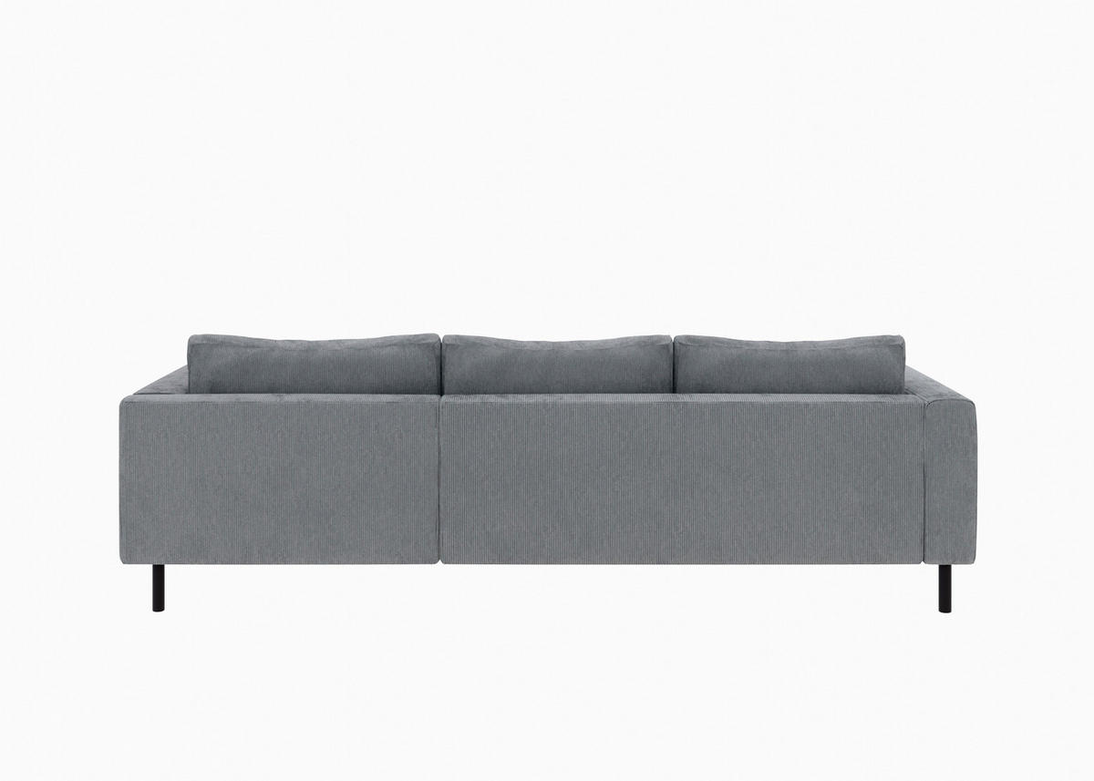ECKSOFA Dunkelgrau Cord  - Dunkelgrau/Schwarz, MODERN, Textil/Metall (232/161cm) - Trendmanufaktur
