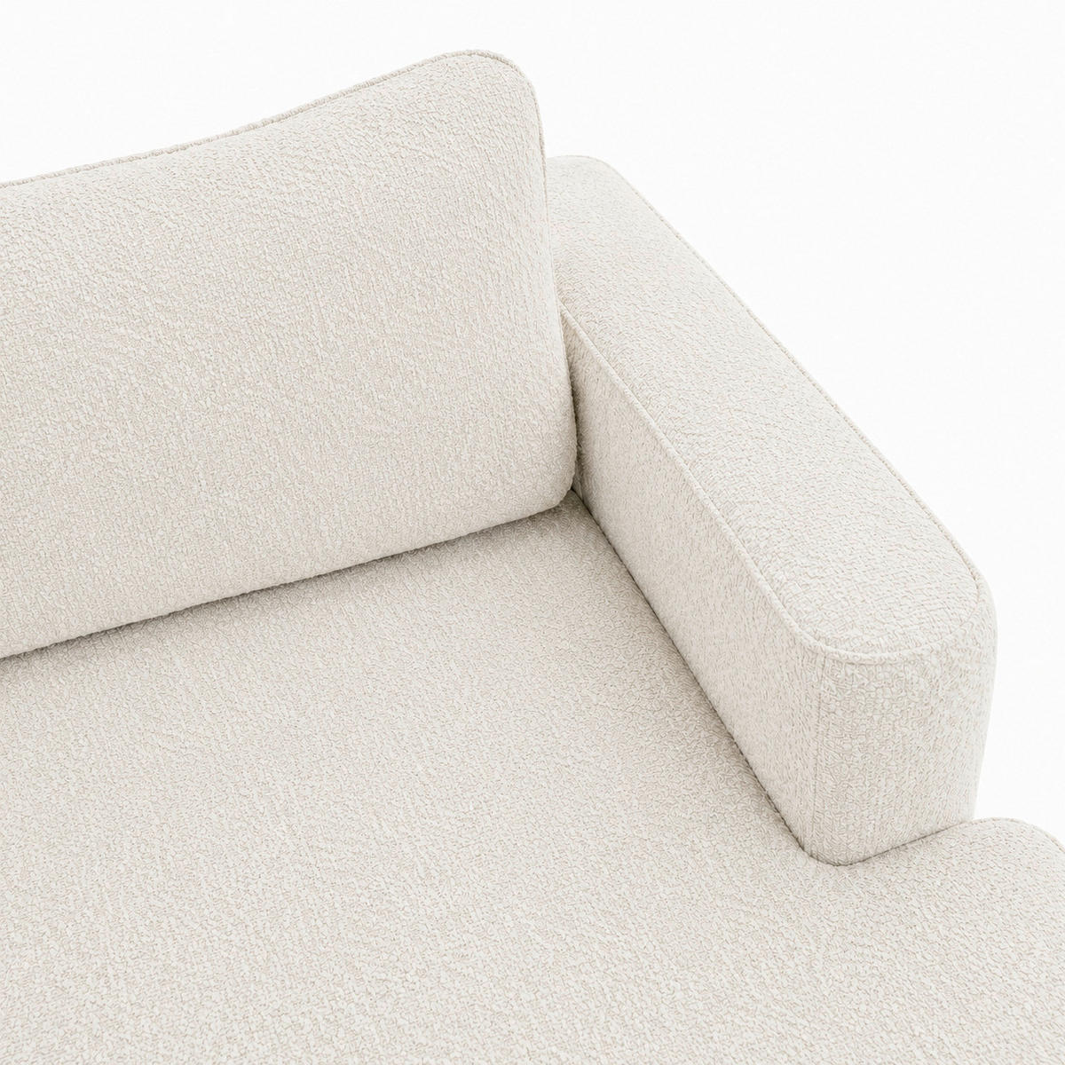 ECKSOFA FREDO Creme Bouclé  - Creme/Schwarz, Design, Kunststoff/Textil (233/150cm) - MID.YOU