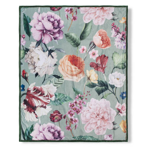 PLAID Fiori 130/160 cm  - Jadegrün/Mauve, Design, Textil (130/160cm)