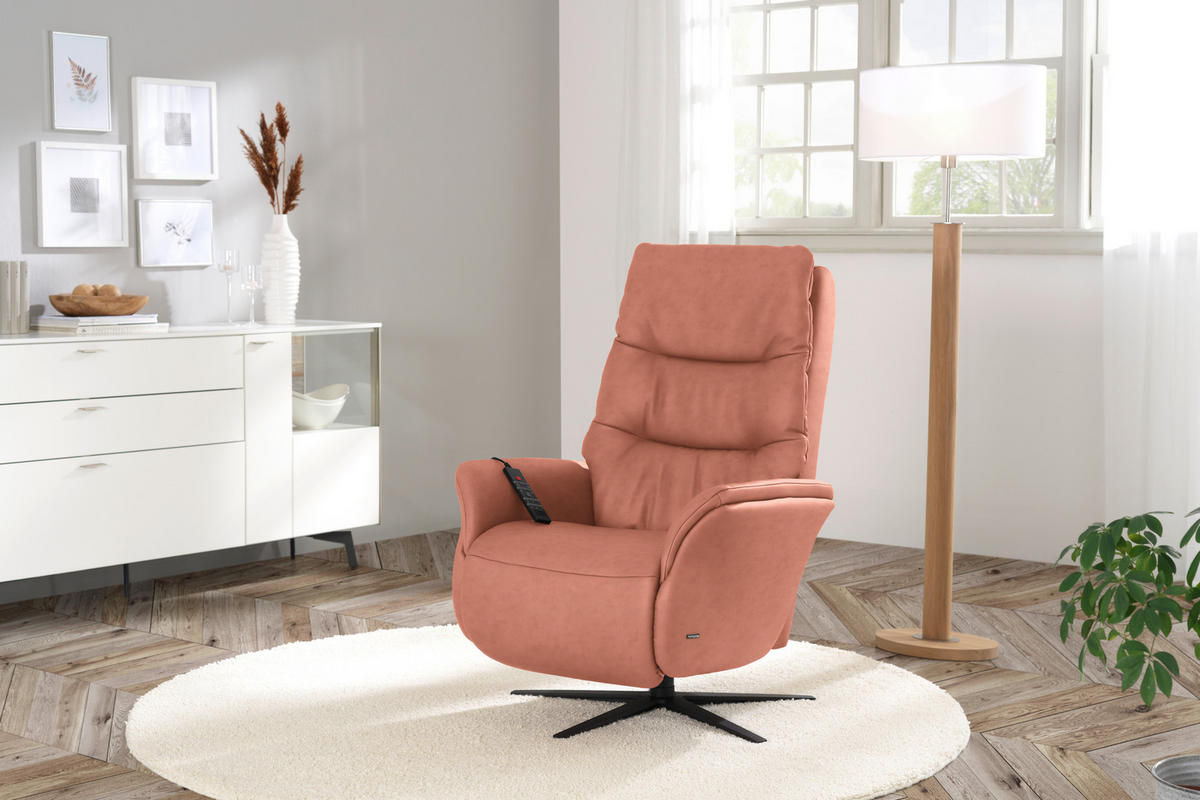 MASSAGESESSEL Echtleder Koralle    - Koralle/Anthrazit, KONVENTIONELL, Leder/Metall (74/114/97cm) - Himolla