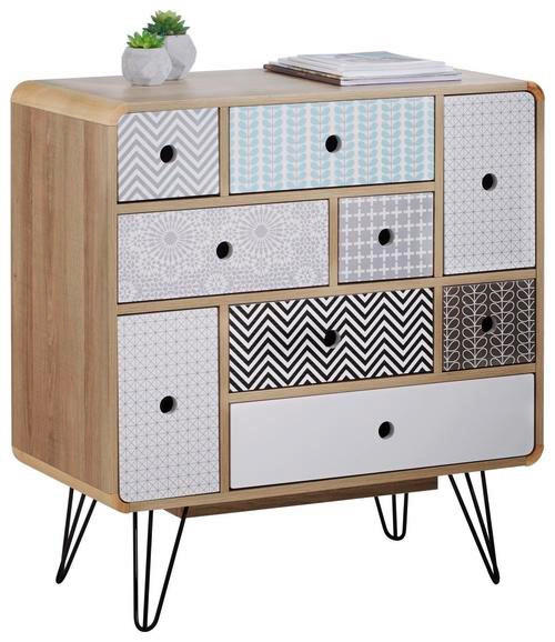 KOMODA   80/85/40 cm   siva, crna, bijela, boje hrasta  - bijela/siva, Design, drvni materijal/metal (80/85/40cm) - Carryhome