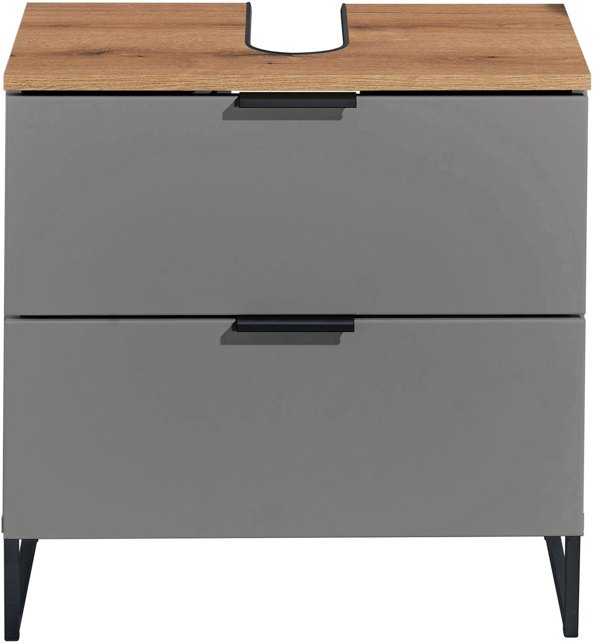 WASCHBECKENUNTERSCHRANK 60/60/35 cm  - Eichefarben/Schwarz, KONVENTIONELL, Holzwerkstoff/Metall (60/60/35cm) - home24