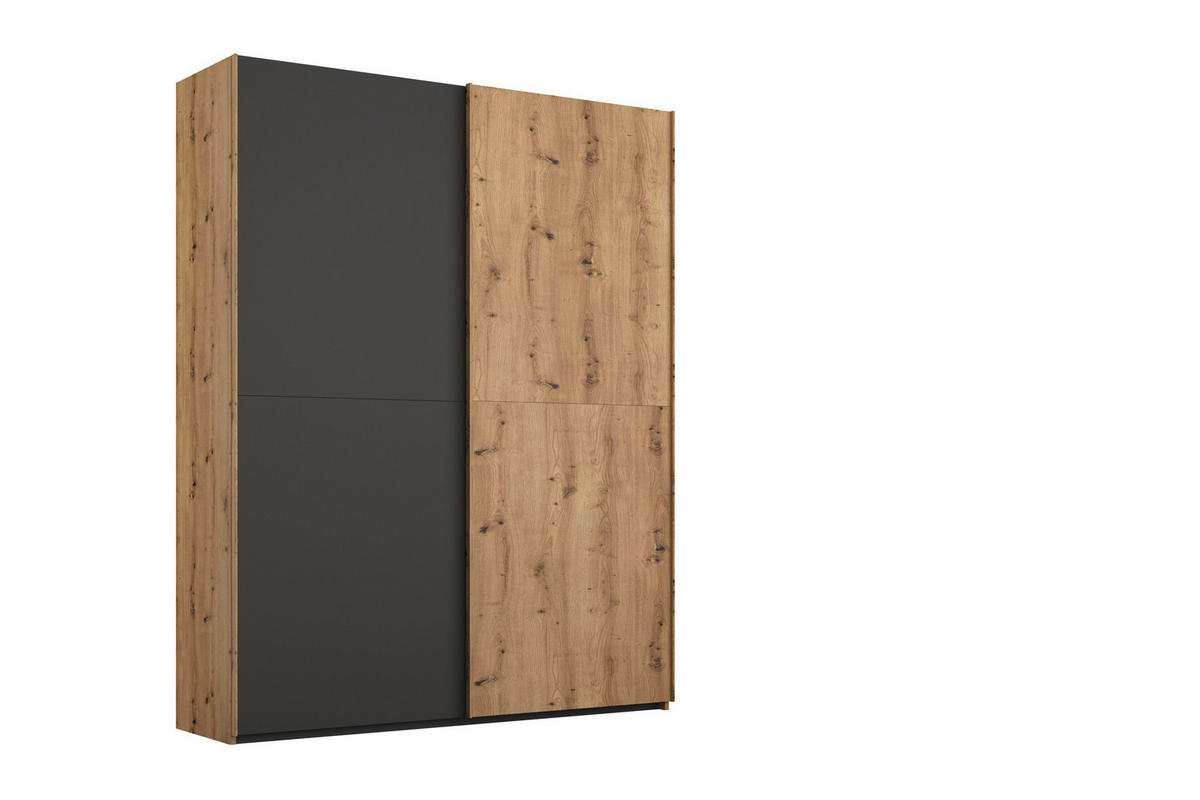 JUGENDZIMMER - Eichefarben/Hellgrau, Design, Holzwerkstoff/Textil (120/200cm) - Stylife