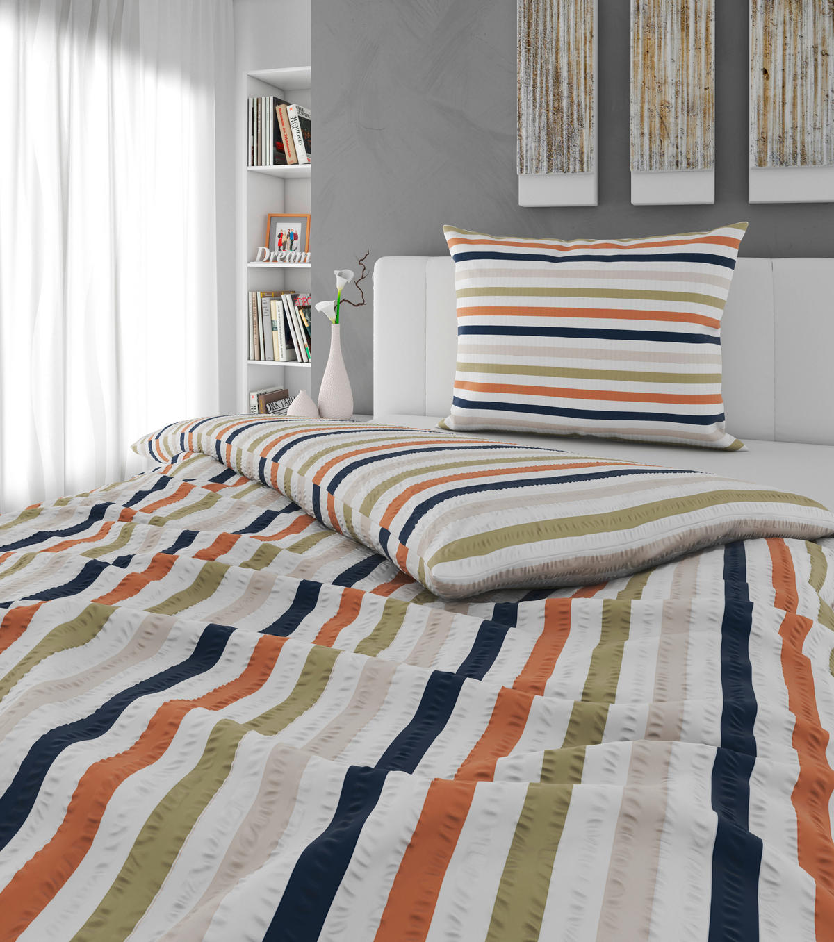 BETTWÄSCHE Mavie Seersucker 140/200 cm  - Multicolor/Grün, KONVENTIONELL, Textil (140/200cm) - Esposa