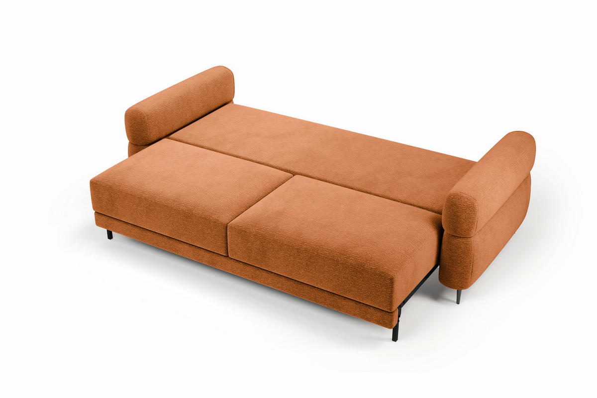 SCHLAFSOFA Nordic in Velours Rostfarben  - Rostfarben/Schwarz, Basics, Textil/Metall (232/94/102cm) - Livetastic